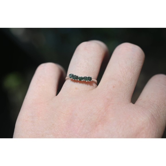 Raw Emerald Ring Rough Emerald Wedding Ring Promise Ring Rough Emerald S… - Picture 1 of 2